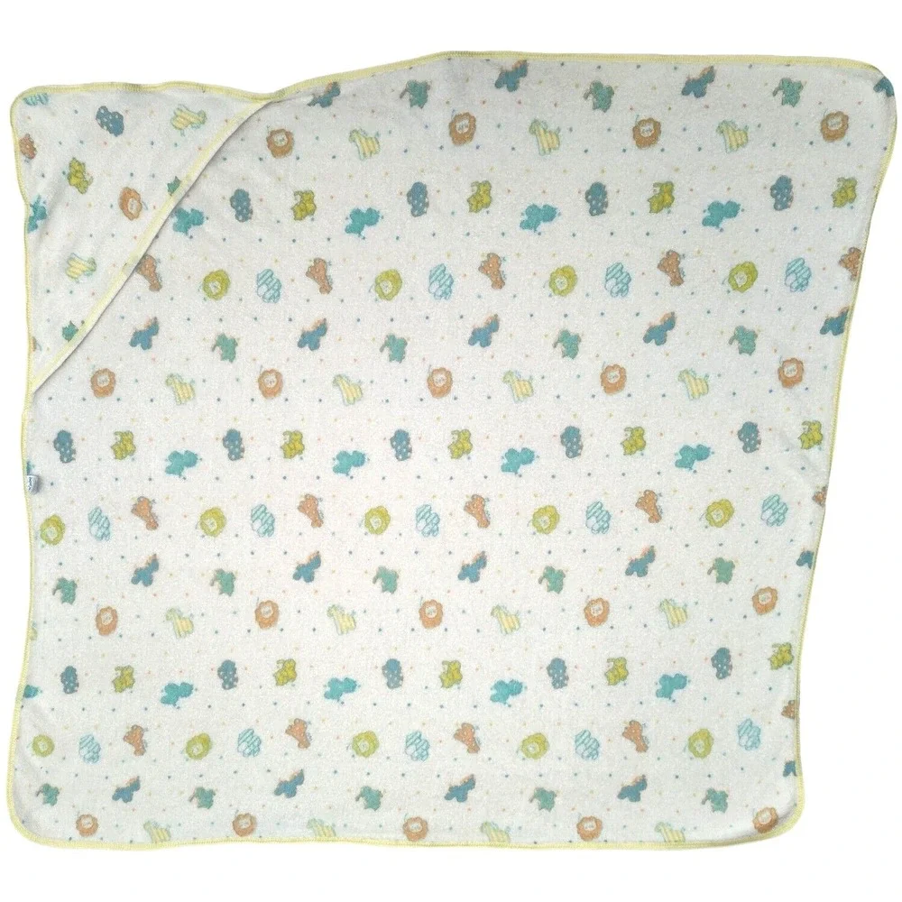 Vintage Carters Animals Polka Dot Baby Blanket Terry Cloth Hooded Towel Made USA